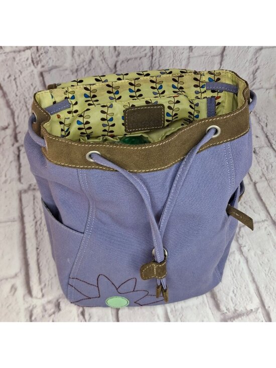 Sherpani Iris Backpack Purple Canvas With Floral Embroidery & Adjustable Straps main image 4